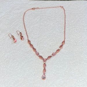 Avon SP Copper-Toned Earrings & Y Necklace Set Vintage